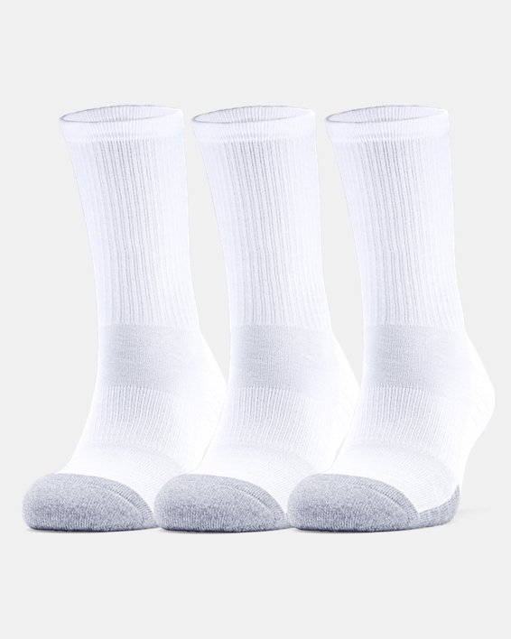 Adult HeatGear® Crew Socks 3-Pack, White, pdpMainDesktop image number 0